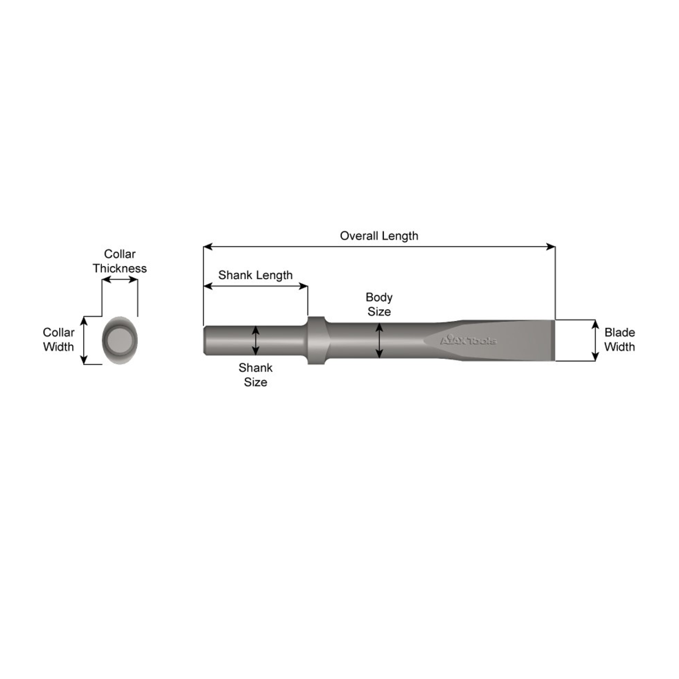 Ajax 303-18 Rivet Buster Oval Collar Flat Chisel | 18" Long