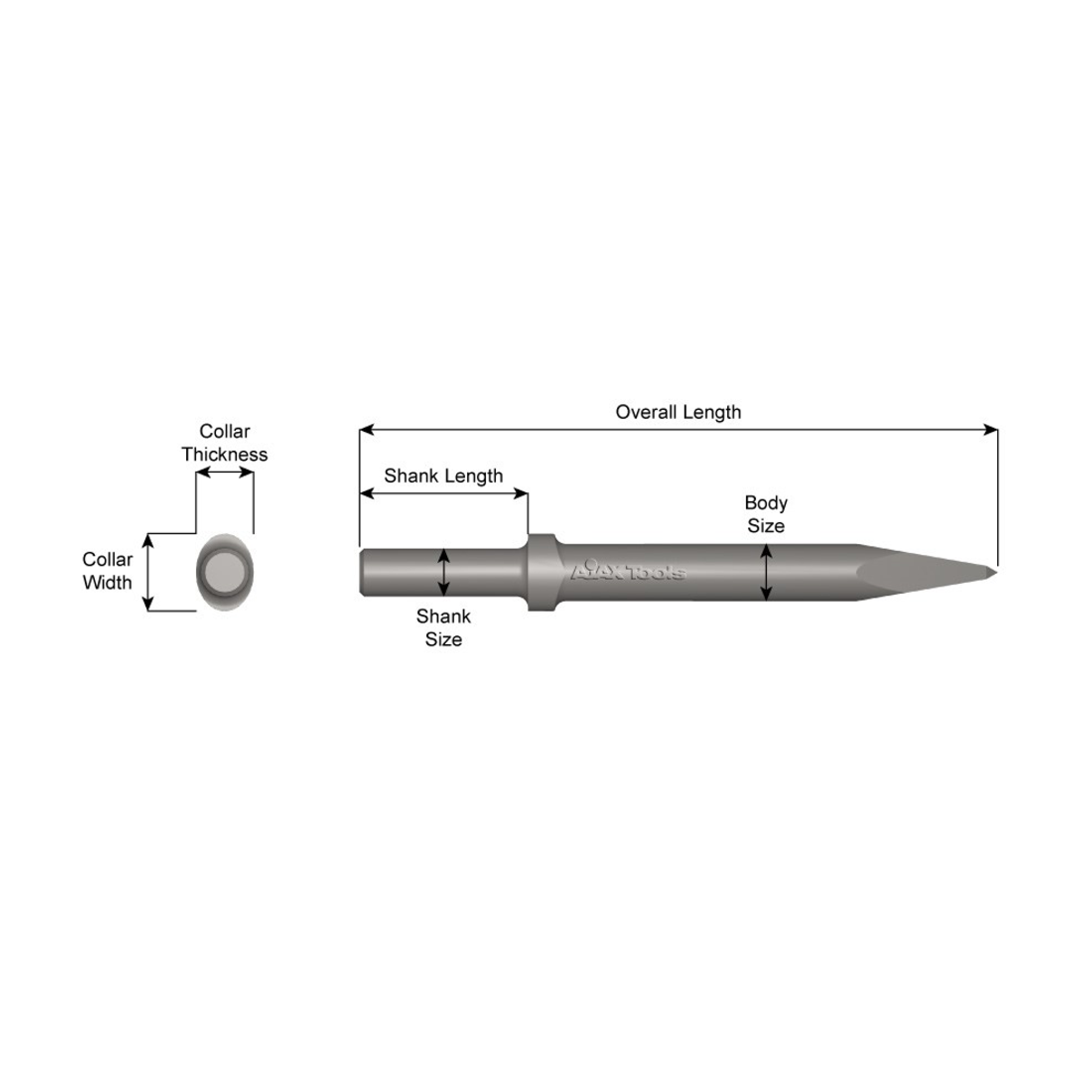Ajax 315-18 Oval Collar Moil Point Chisel | 18" Long