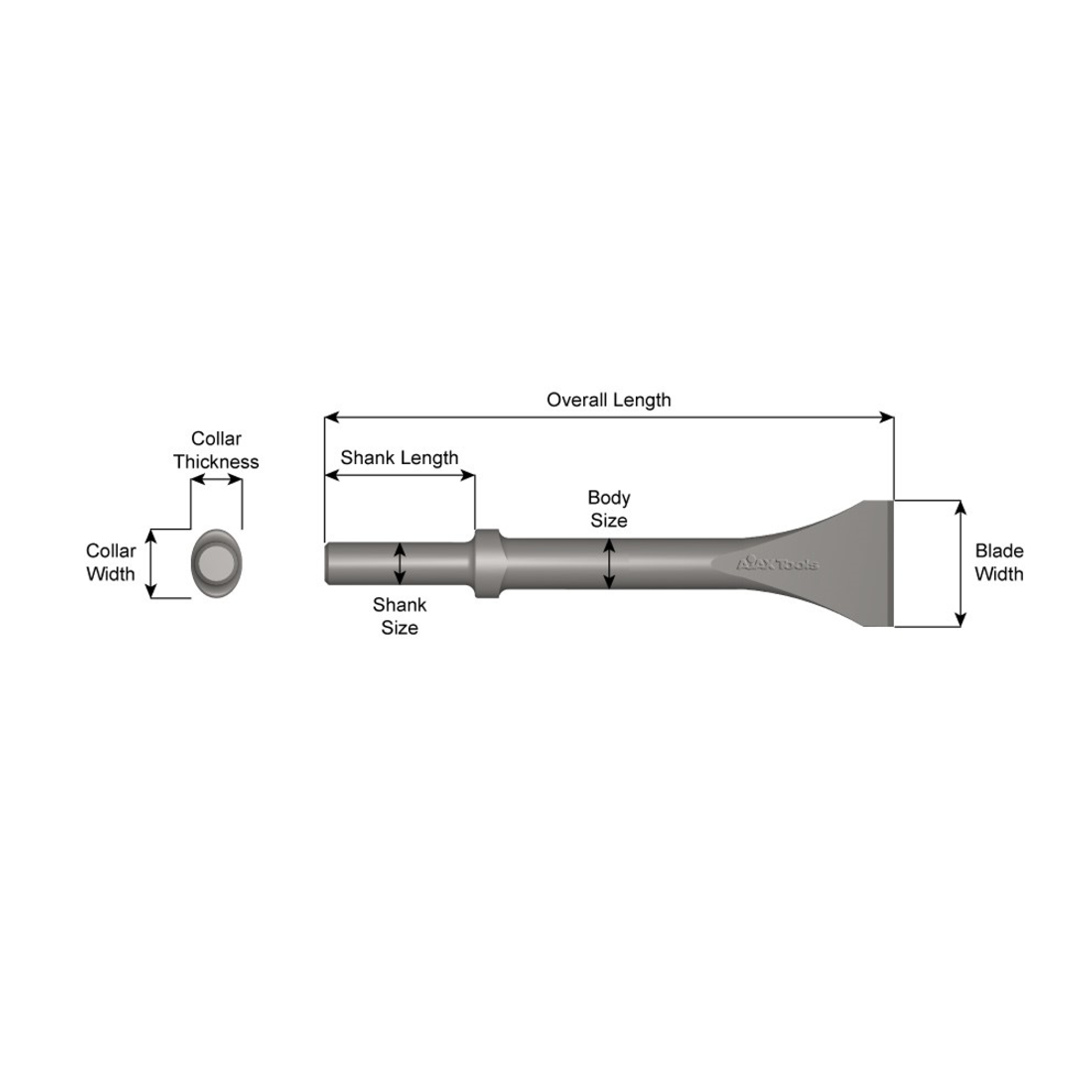 Ajax 323-12 Oval Collar Scaling Chisel | 12" Long