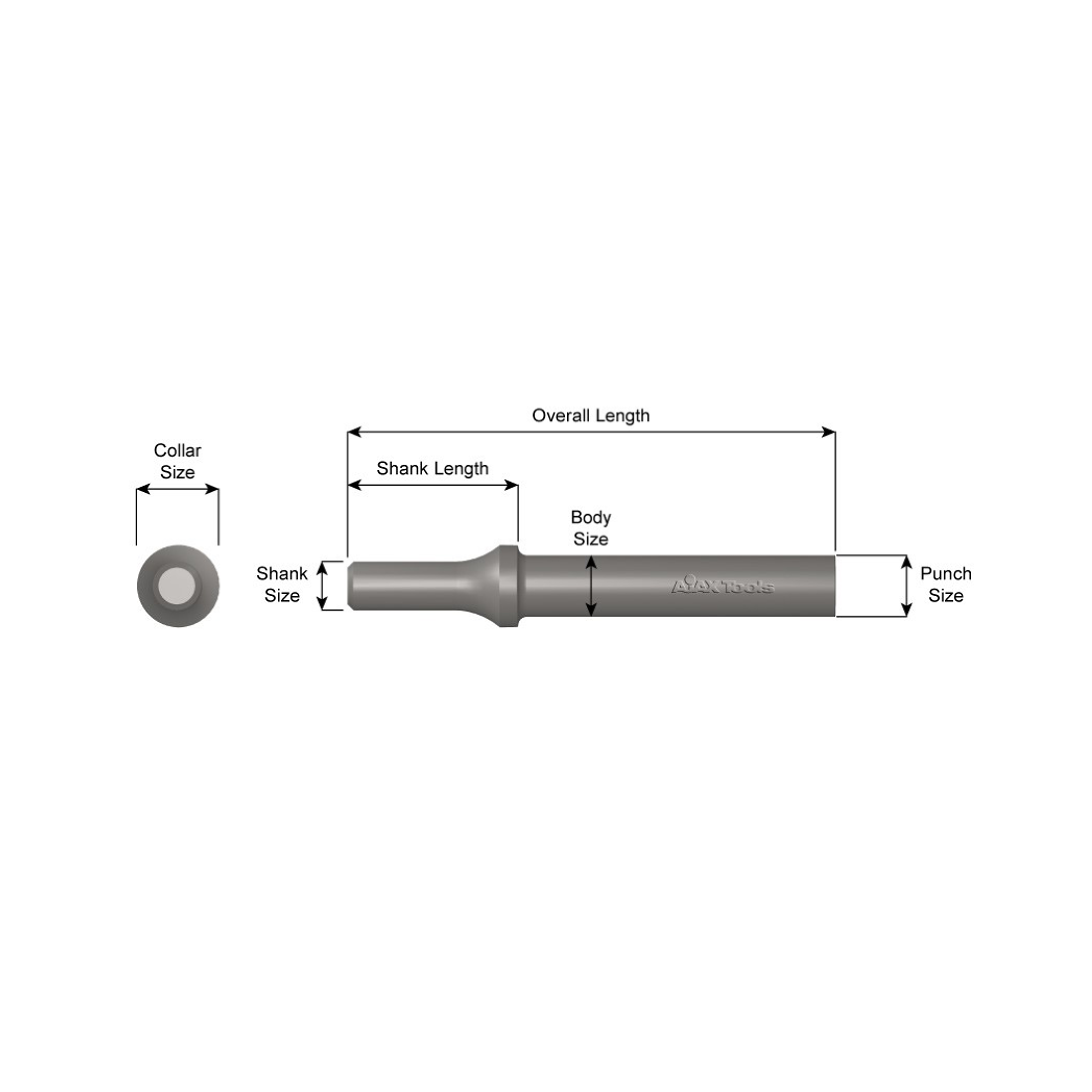 Ajax 963 Rivet Buster Blank Chisel | 5/8" Punch x 7" Long x .498 Shank