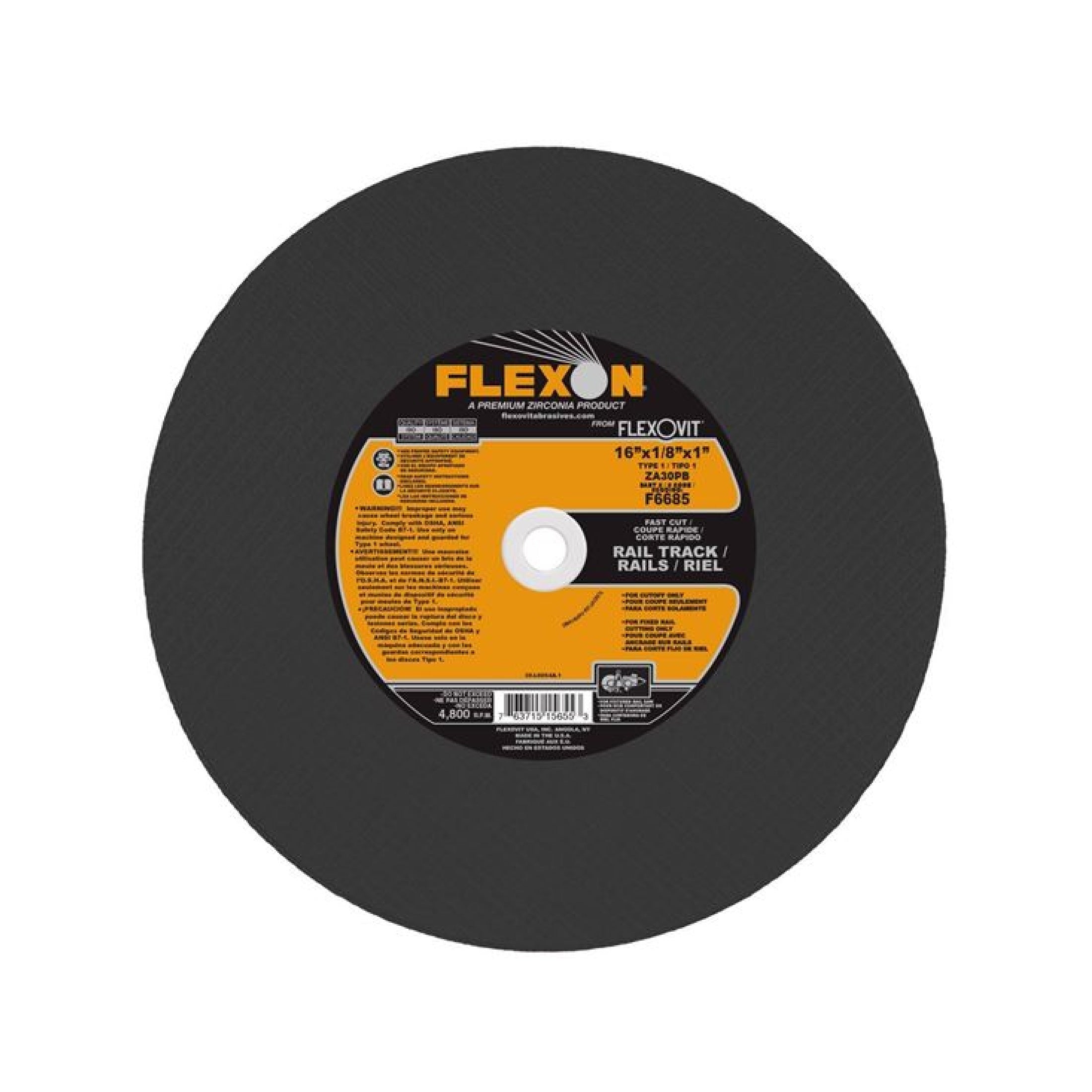 Flexovit Ceramic Cut-off Wheel  16 x 1/8 x 1 Type 1