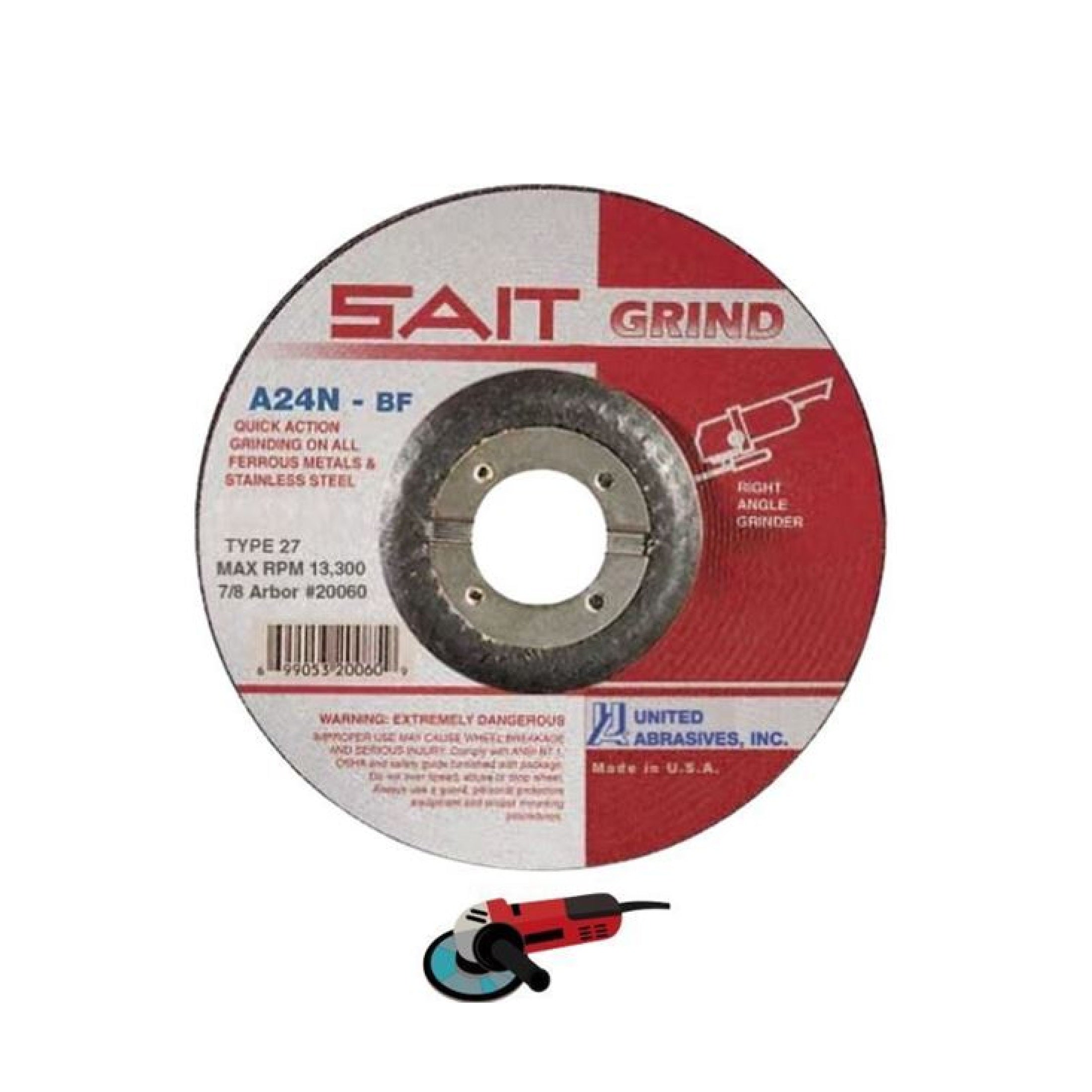 Sait 20060 Grinding Wheel T27 4-1/2" x 1/4" x 7/8"