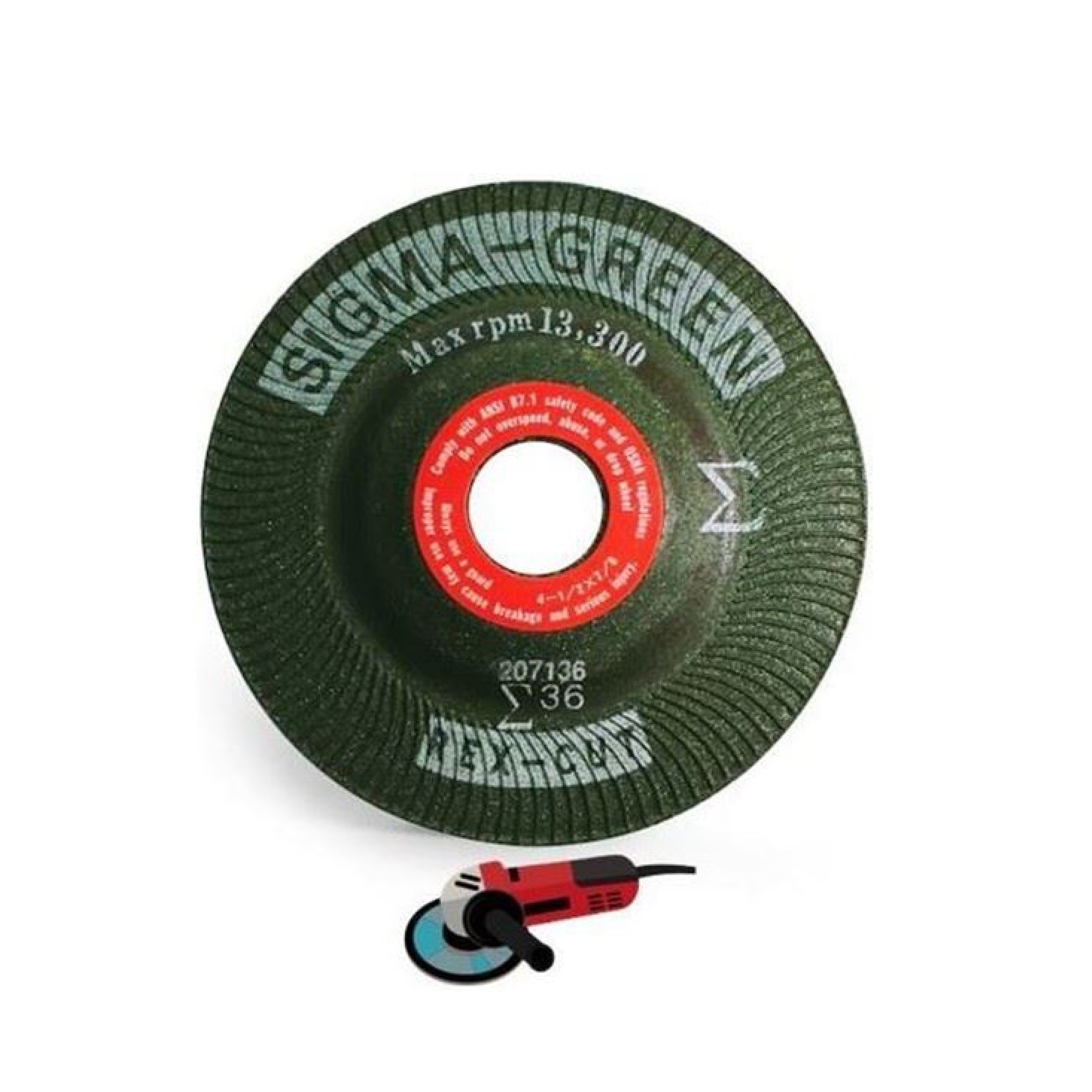 Sigma Green Grinding Wheel, 4-1/2 x 7/8", 36 Grit