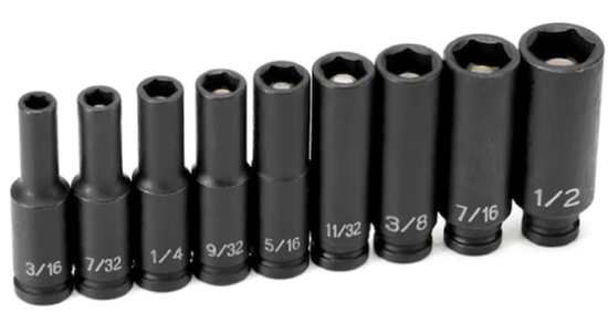 9709DG 1/4" Drive Deep Length Magnetic Impact Set