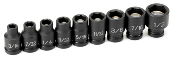 970G 1/4" Drive Standard Length Magnetic Impact Set