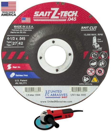 Sait 23334 cut-off wheel T27 stainless steel 4-1/2" X .045" X 7/8"