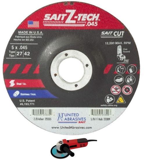 Sait 23335 T27 Aluminum Oxide Cut-Off Wheel 5" x .045" x 7/8", 180 Grit