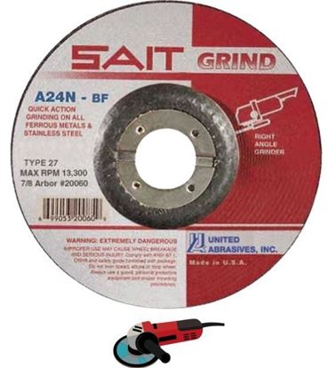 Sait 20070 T27 A24N Aluminum Oxide Grinding Wheel 5" x 1/4" x 7/8", 24 Grit