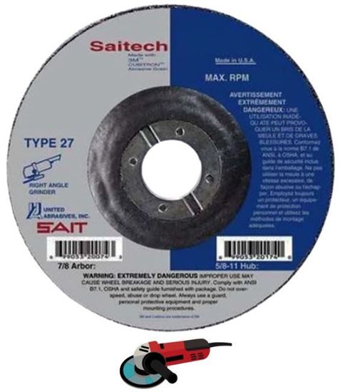 Sait 20047 T27 A24N Aluminum Oxide Grinding Wheel 5" x 1/4" x 7/8"