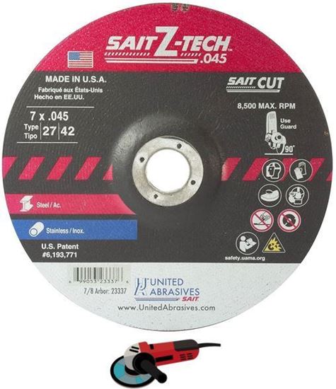 Sait 23337 T27 Zirconia Alumina Cut-Off Wheel 7" x .045" x 7/8"